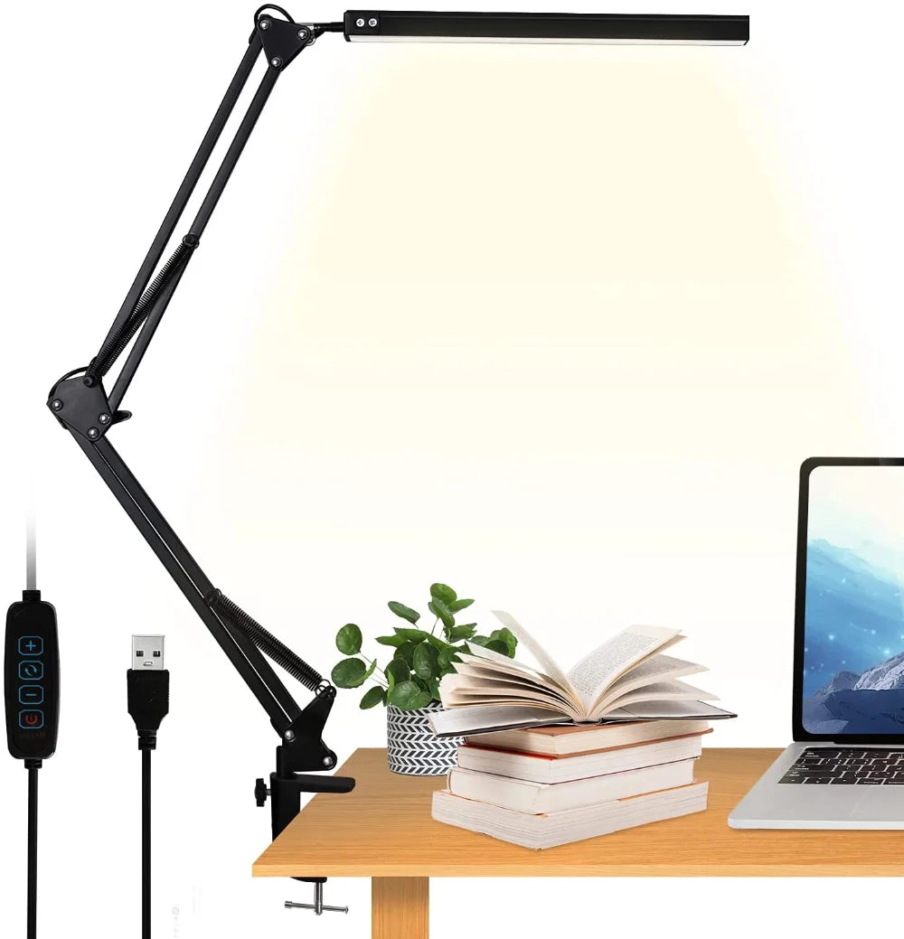 Lampe de bureau LED à pince avec bras articulé