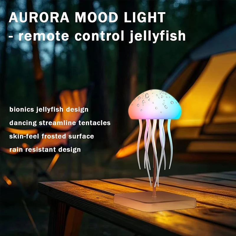 Lampe de bureau enfant méduse rechargeable à lumière colorée et télécommande