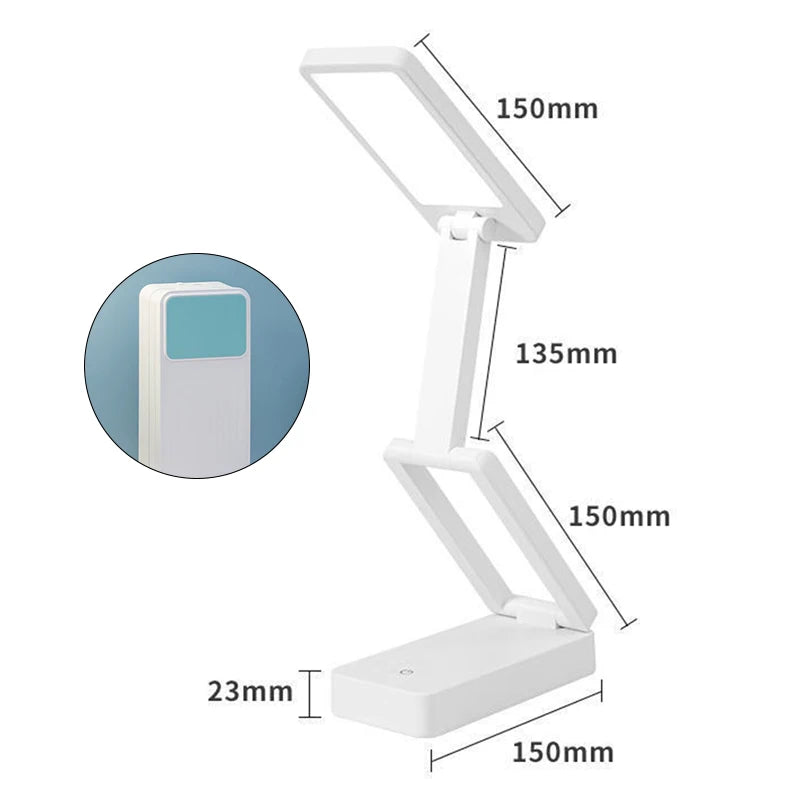 Lampe de bureau sans fil pliable rechargeable à tête orientable