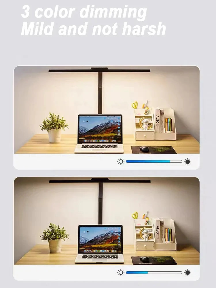 Lampe de bureau LED à pince, double tête et col de cygne flexible