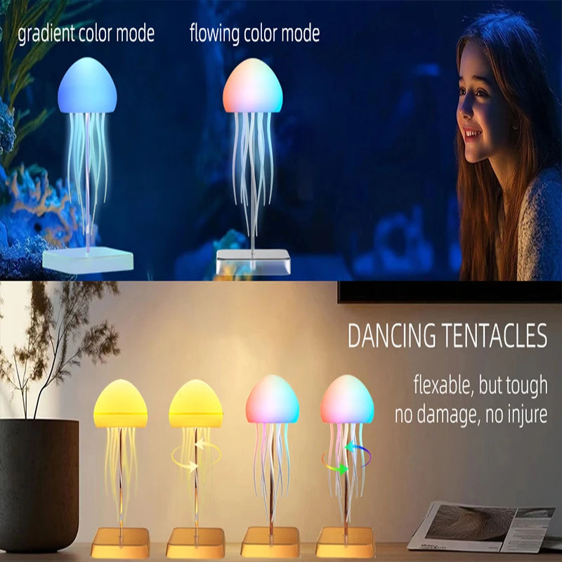 Lampe de bureau enfant méduse rechargeable à lumière colorée et télécommande