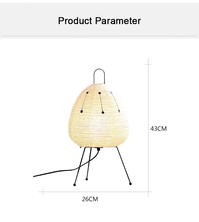 Lampe de bureau LED en papier de riz sur trépied en métal