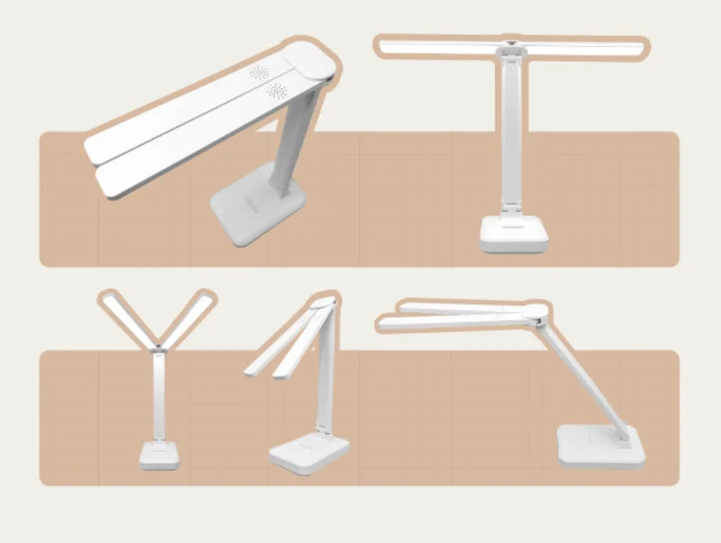 Lampe de bureau enfant pliable rechargeable à double barre LED