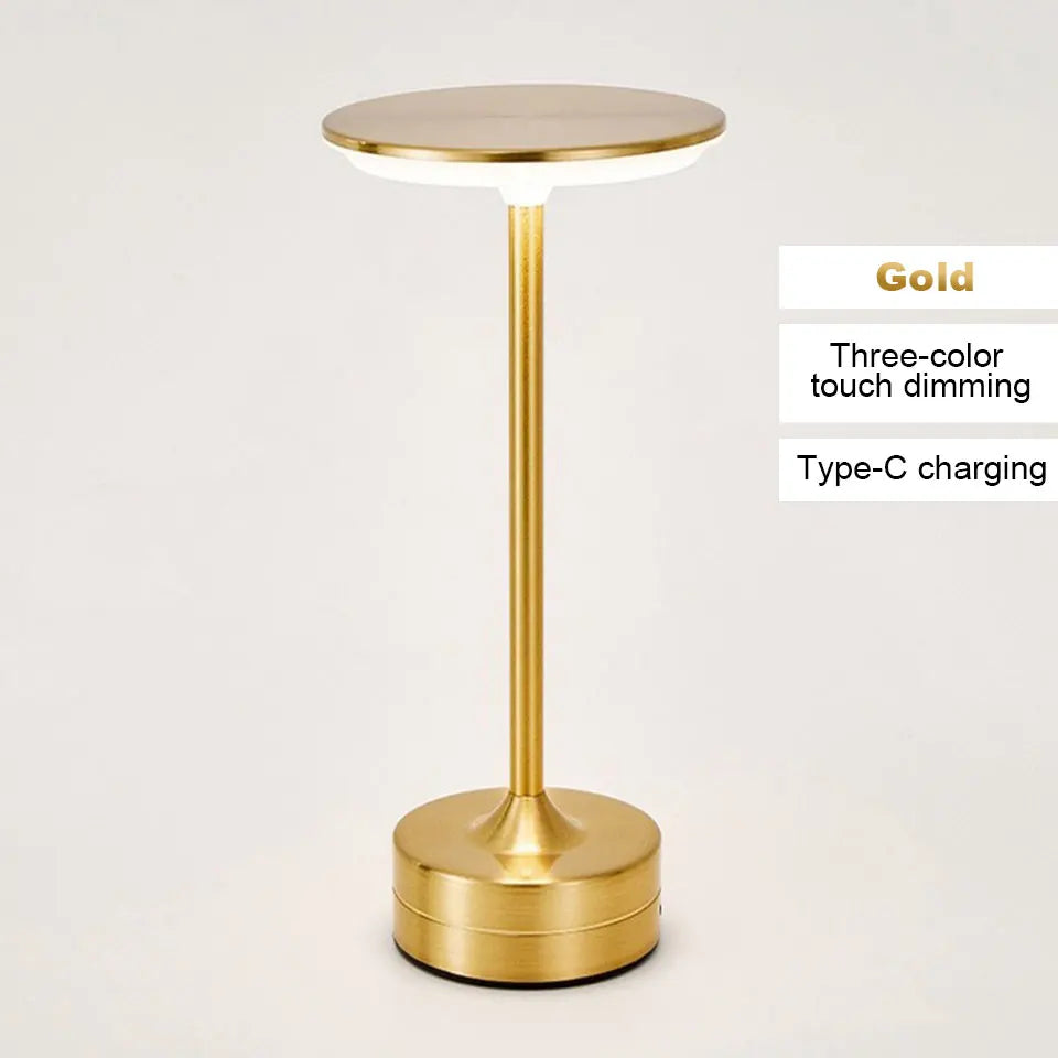 Lampe de bureau sans fil tactile en métal à tête ronde, 3 teintes de blanc
