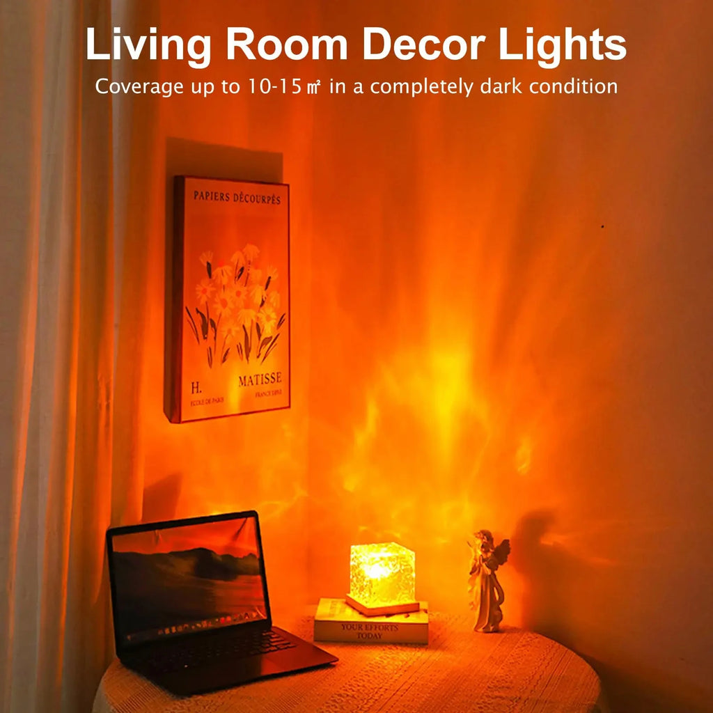 Lampe de bureau enfant cube rechargeable à reflets de vagues et télécommande