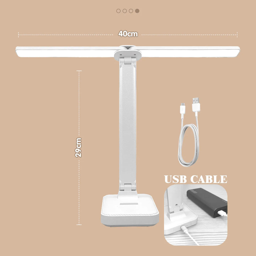 Lampe de bureau enfant pliable rechargeable à double barre LED