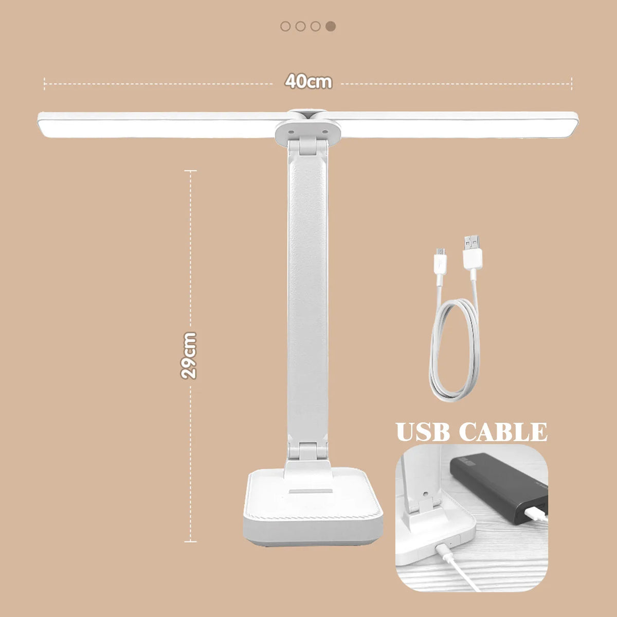 Lampe de bureau enfant pliable rechargeable à double barre LED