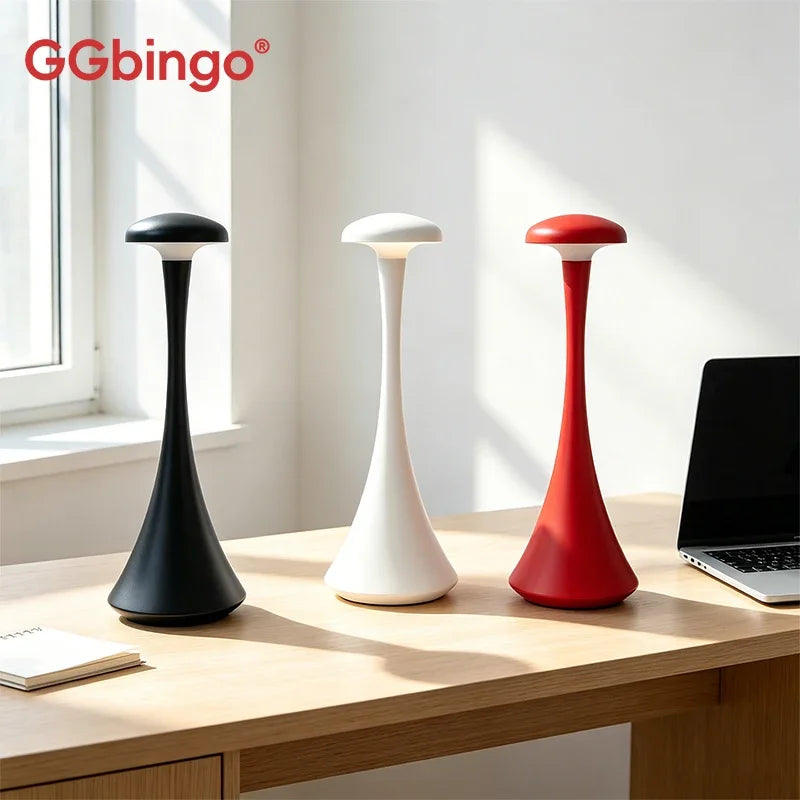 Lampe de bureau sans fil champignon rechargeable à commande tactile
