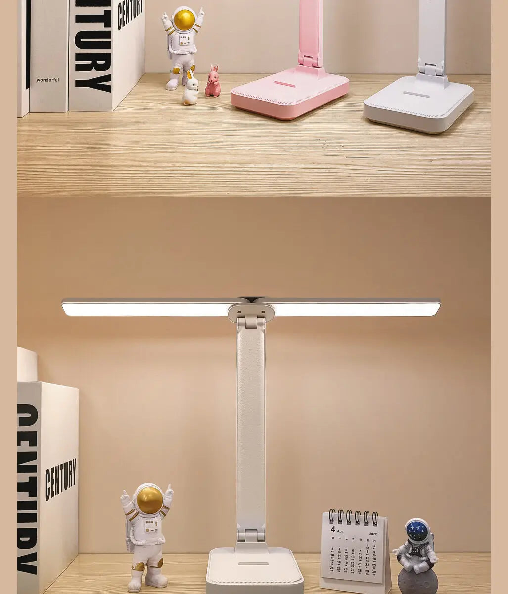 Lampe de bureau enfant pliable rechargeable à double barre LED
